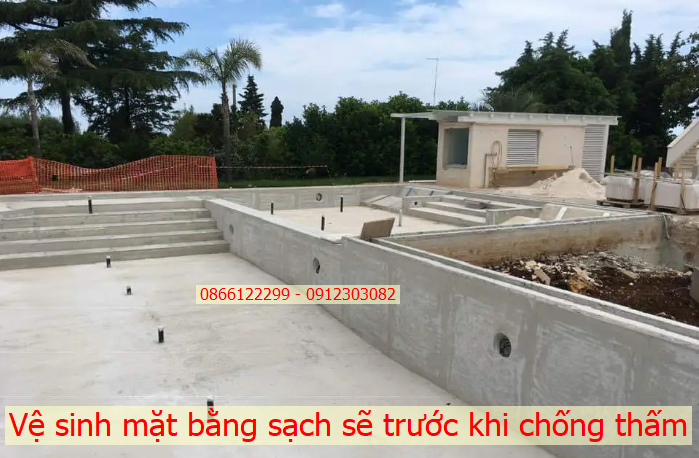 Quy trình chống thấm bể bơi 1