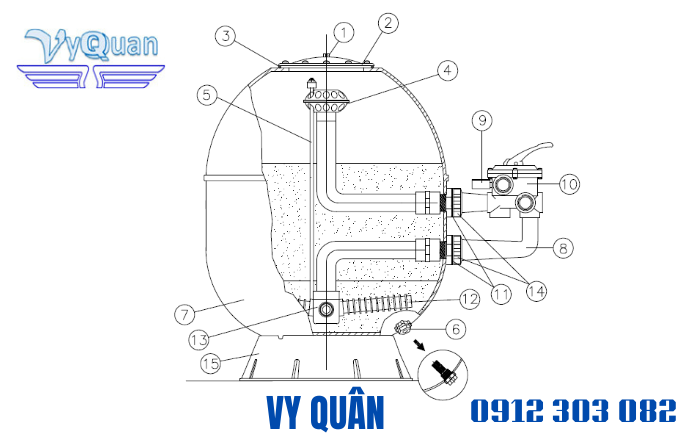 Bình lọc cát bể bơi PS800