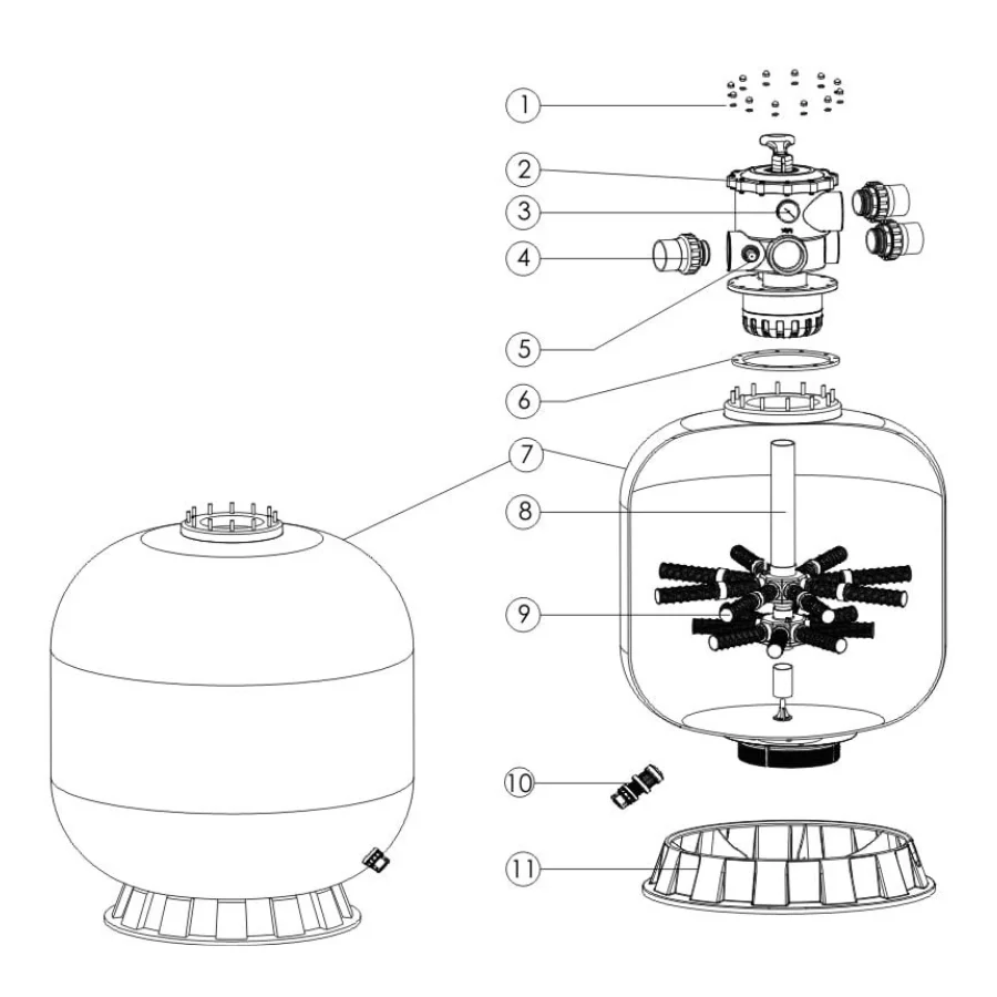 bình lọc nước bể bơi Emaux V1000