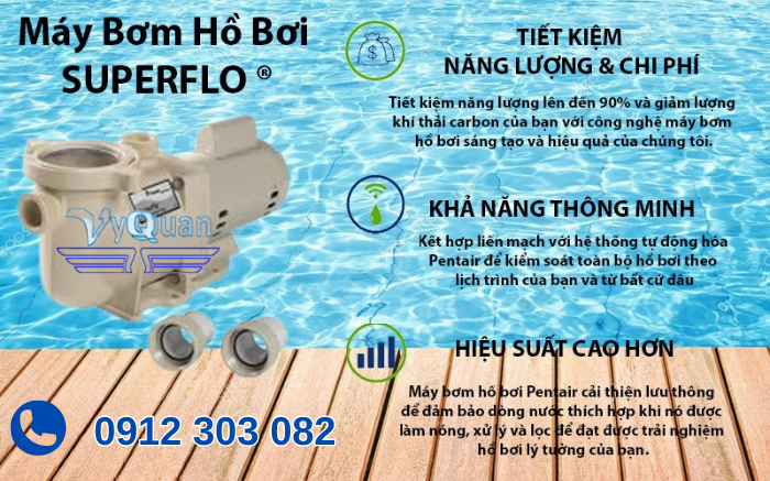 Bơm lọc Pentair SuperFlo 2.0HP – Lưu lượng 22m³/h, vận hành êm